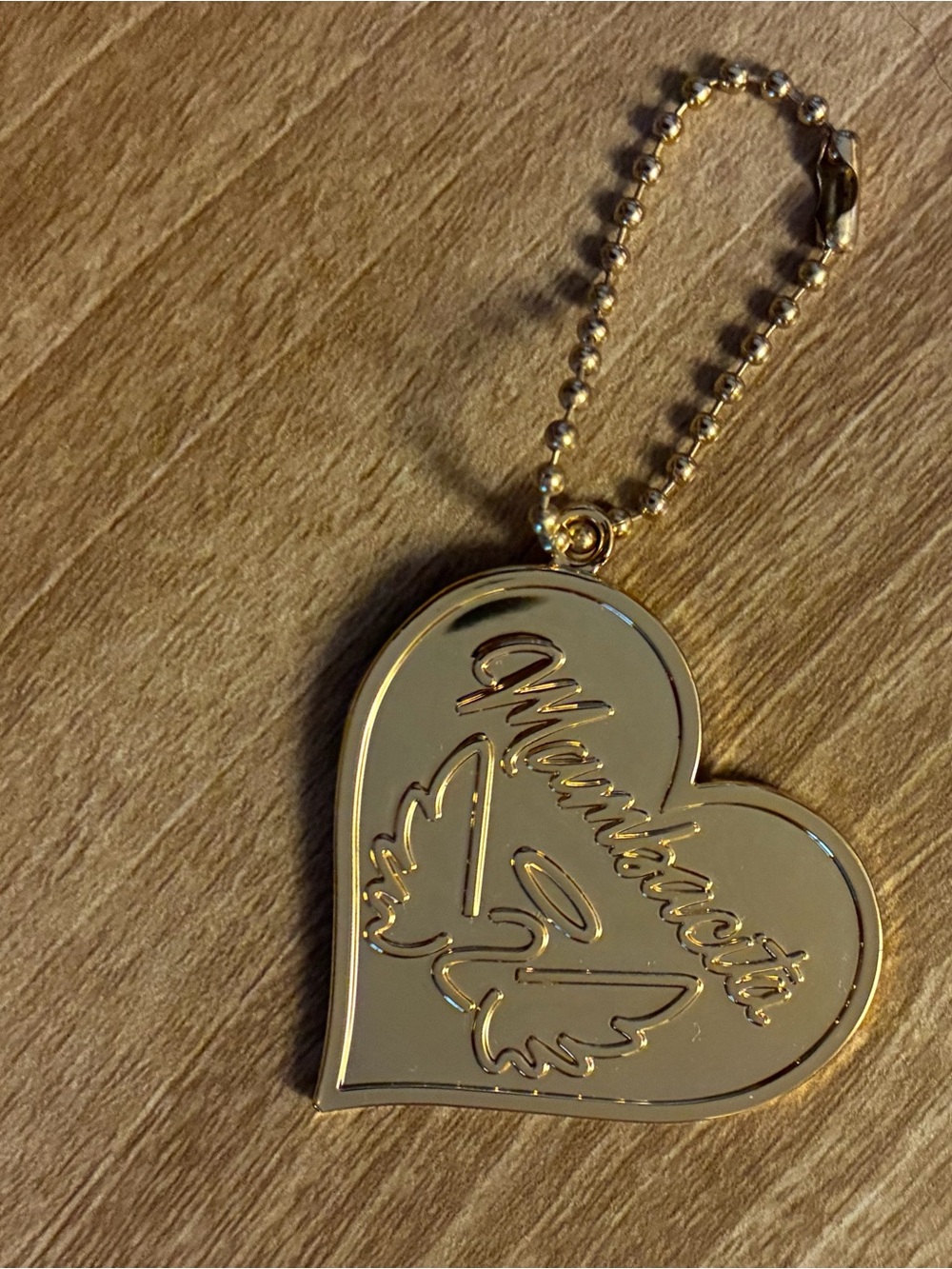 Gold Heart Mambacita Keychain with Angel Wing Motif